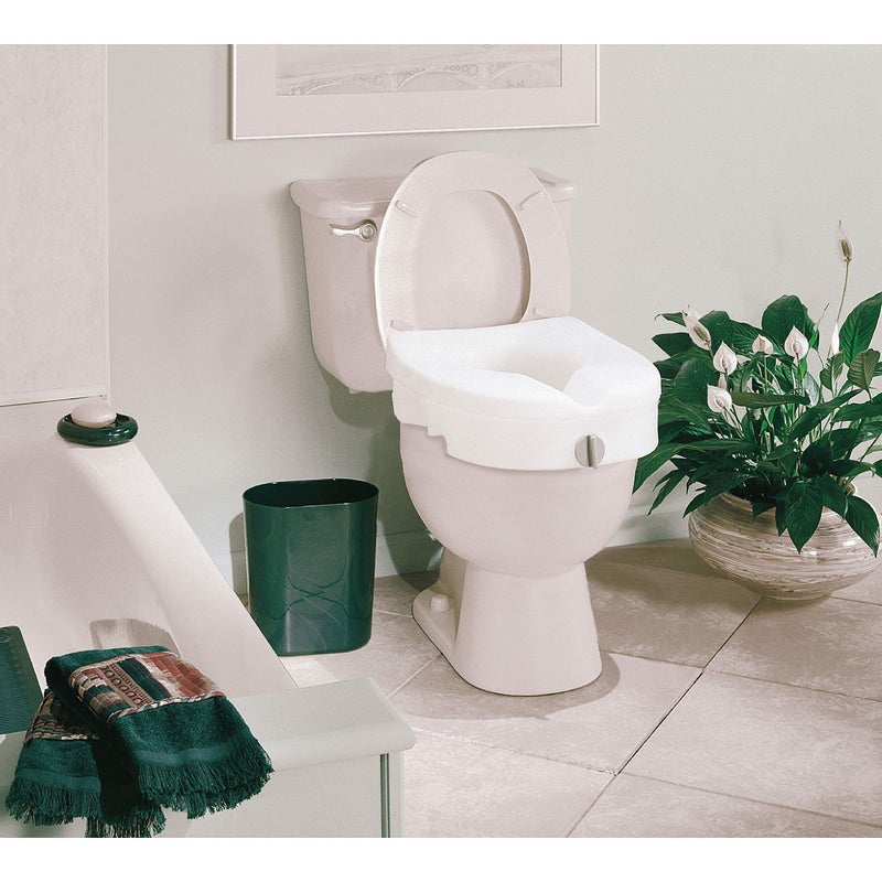 Carex E-Z Lock Raised Toilet Seat, Elongated Toilet Seat Riser, Adds 5 Inches of Height, 300 lbs Capacity, Elevating and Raising Seat for Elderly and Handicap, Universal, Slip-Resistant, White - Image 3